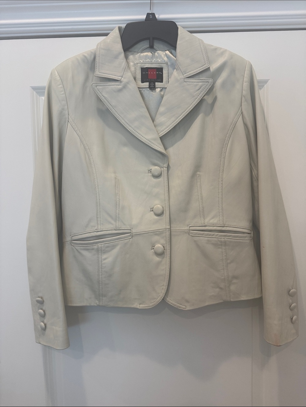 Gallery Light Cream Leather Blazer